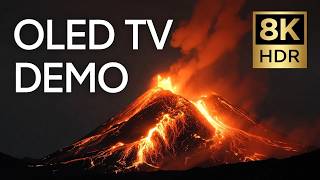 8K HDR Volcano Eruption 1 Hour 🌋 Lava Waterfall &amp; Exploding Mountain | OLED TV Test Demo