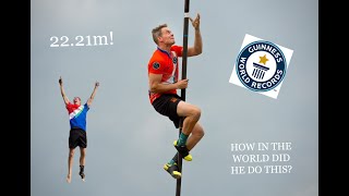 World record Canal jumping with pole 22,21 metres (fierljeppen)