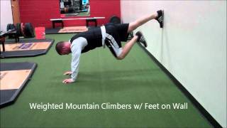 Mountain Climbers with Feet on Wall