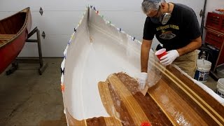 Fiberglassing a cedar strip canoe