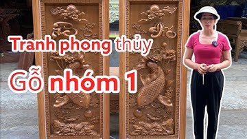 Tranh Cá Chép Hoa Sen - Lý Ngư Vọng Nguyệt Gỗ Gõ Đỏ Liền Khối | Đồ Gỗ Đẹp Trọng Minh