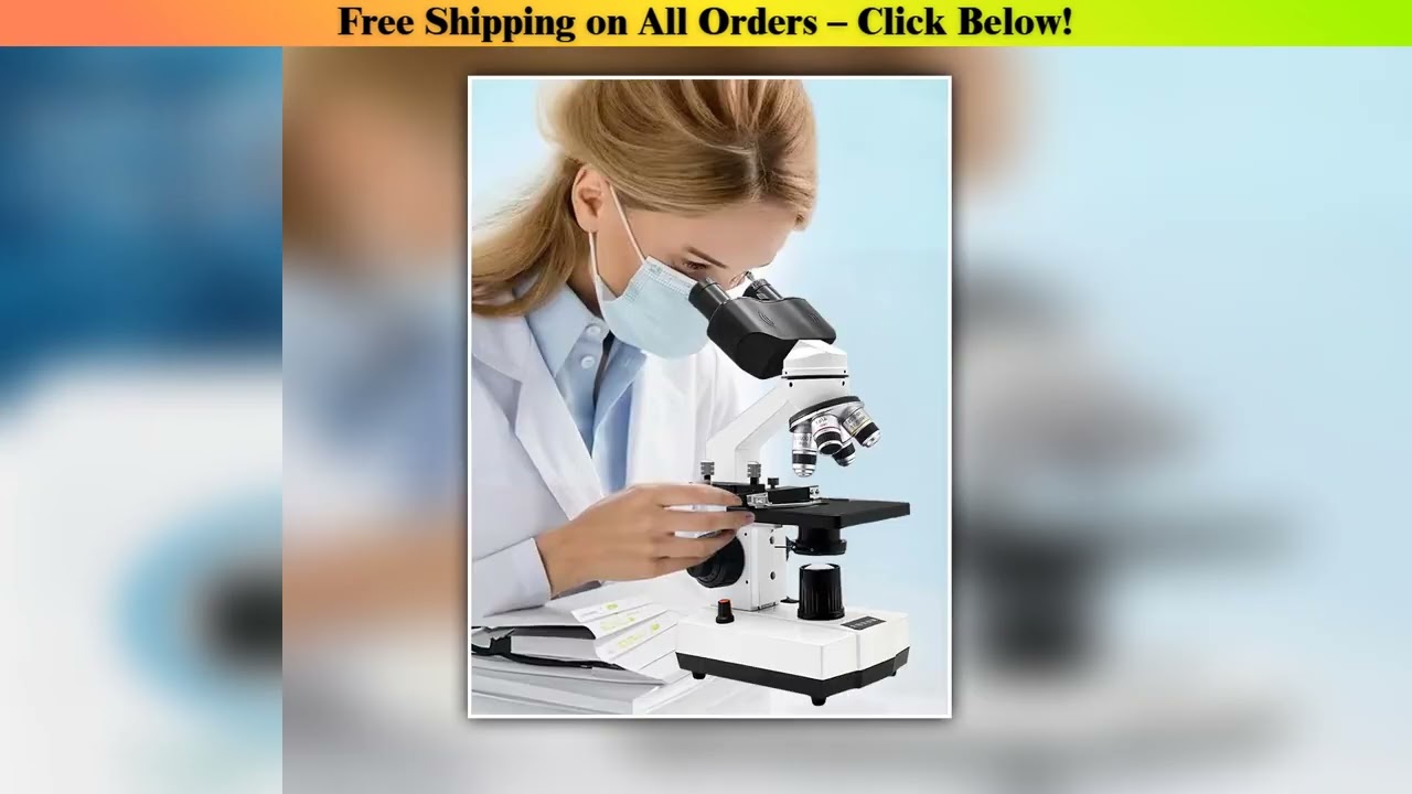 Professional 40X-2500X Binocular Compound Microscope with Abbe Condenser & LED Illumination,