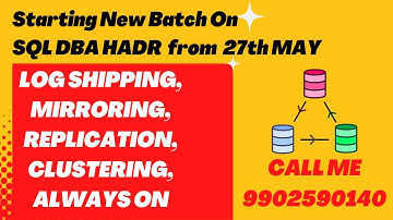 Starting New Batch on Sql DBA HADR Concepts From 27th May|| Contact 9902590140