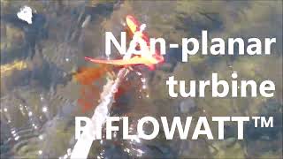 First Ever Non Planar Hydrokinetic 2 Prop Stages Plus Tangential Blades Under Water Test Patented