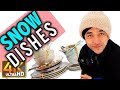 How to Clean Sticky Dirty Dishes in Snow Camping (4k UHD)