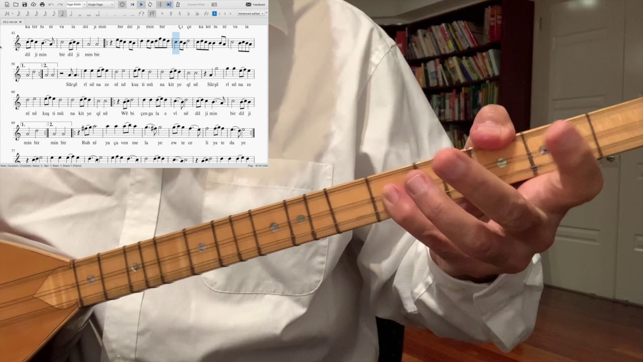 Dil ji min bir tembur (baglama) nota