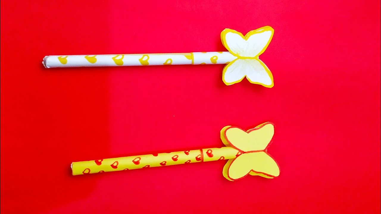 HOW TO DECORATE A PEN/HOW TO DECORATE PEN BY USING PAPER/ SIMPLE AND