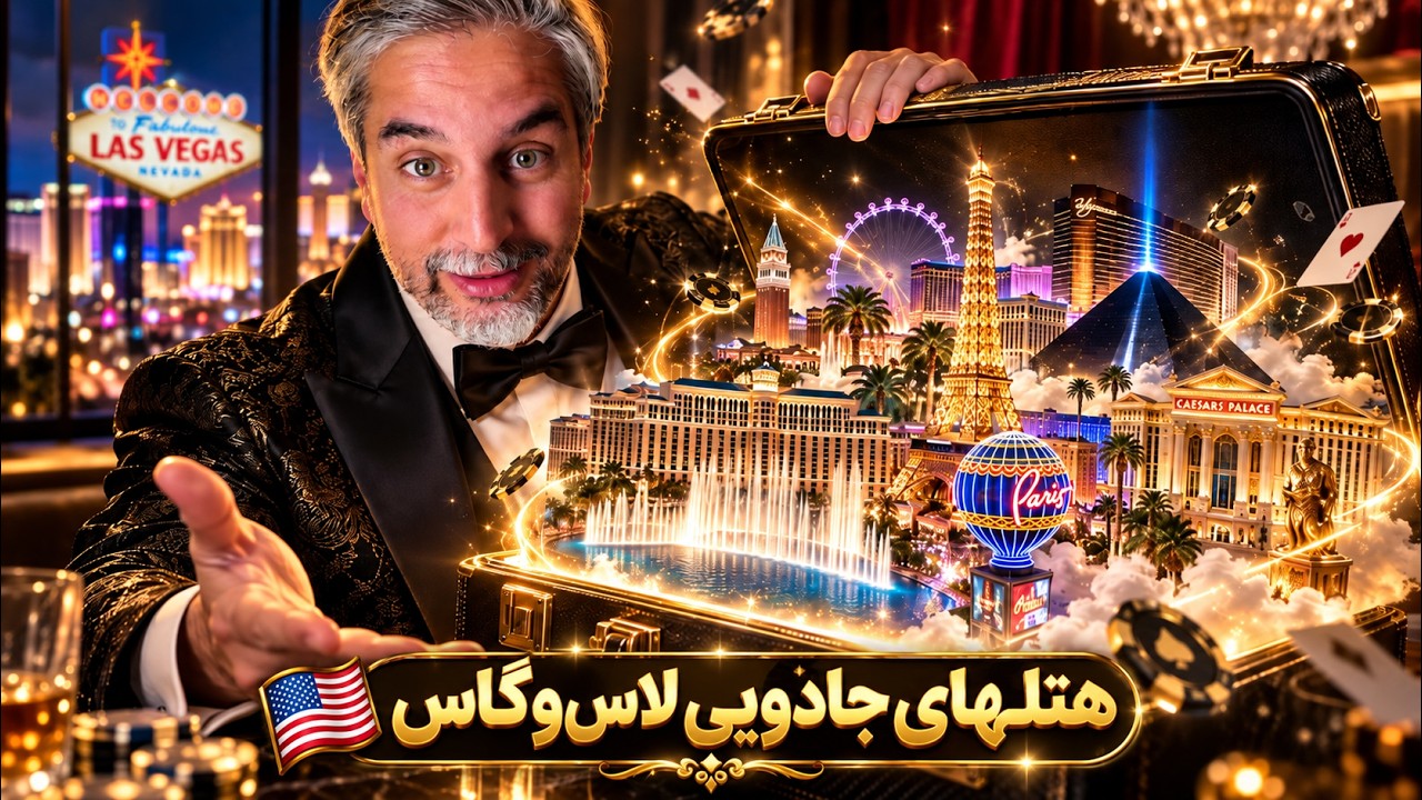⁣Vegas Hotels🇺🇸😳داخل معروف‌ترین هتل‌های لاس‌وگاس چی می‌گذره؟