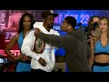 Shakur Stevenson Tries to Grab Jamel Herring's Belt during Faceoff