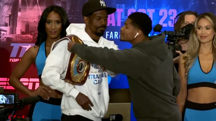 Shakur Stevenson Tries to Grab Jamel Herring's Bel...