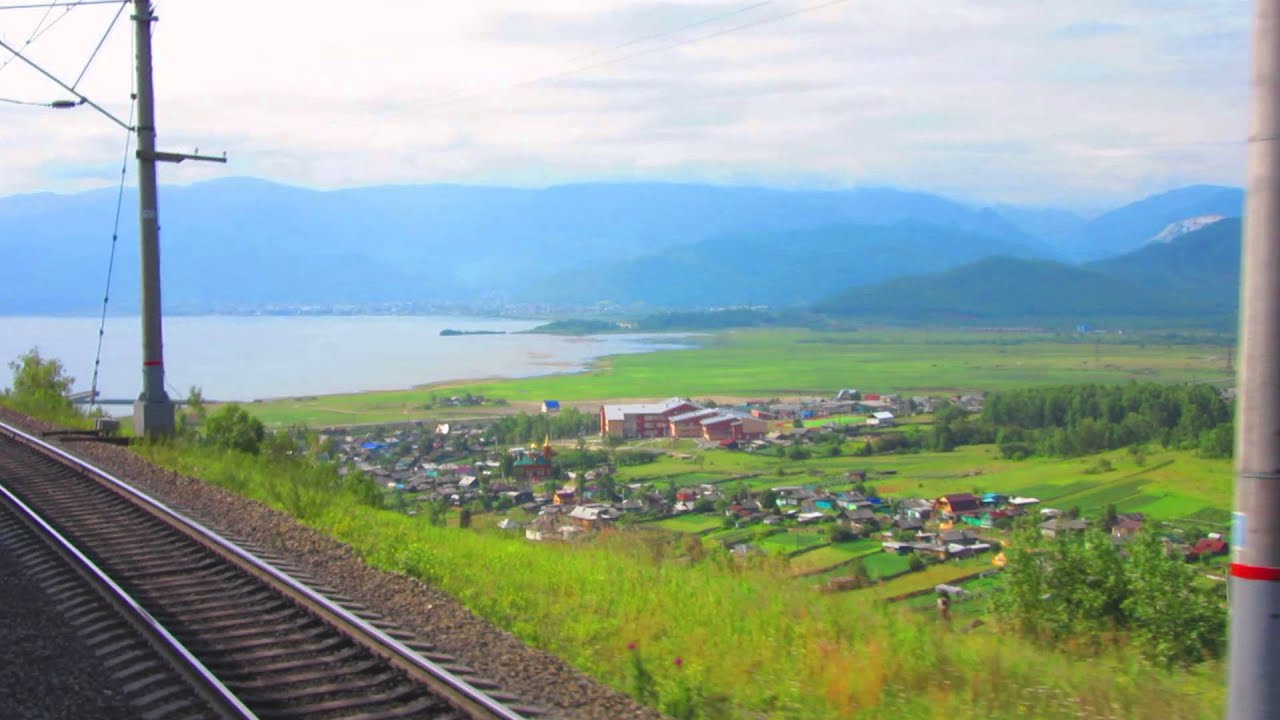 Вид из окна поезда - Озеро Байкал. пос. Култук (Иркутская обл.) - YouTube