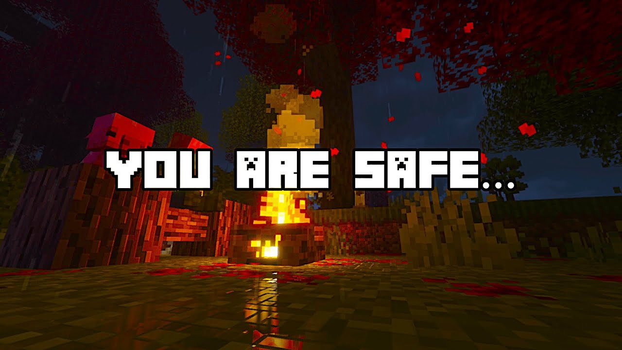 You are safe... (Minecraft Sleep Piano music w/ Rainy Night Ambience For Sleeping)
