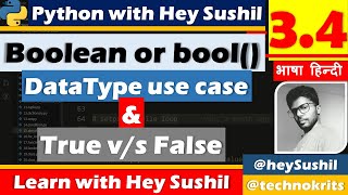 Use boolean or bool method to check True or False in Python Online Python Class Hindi