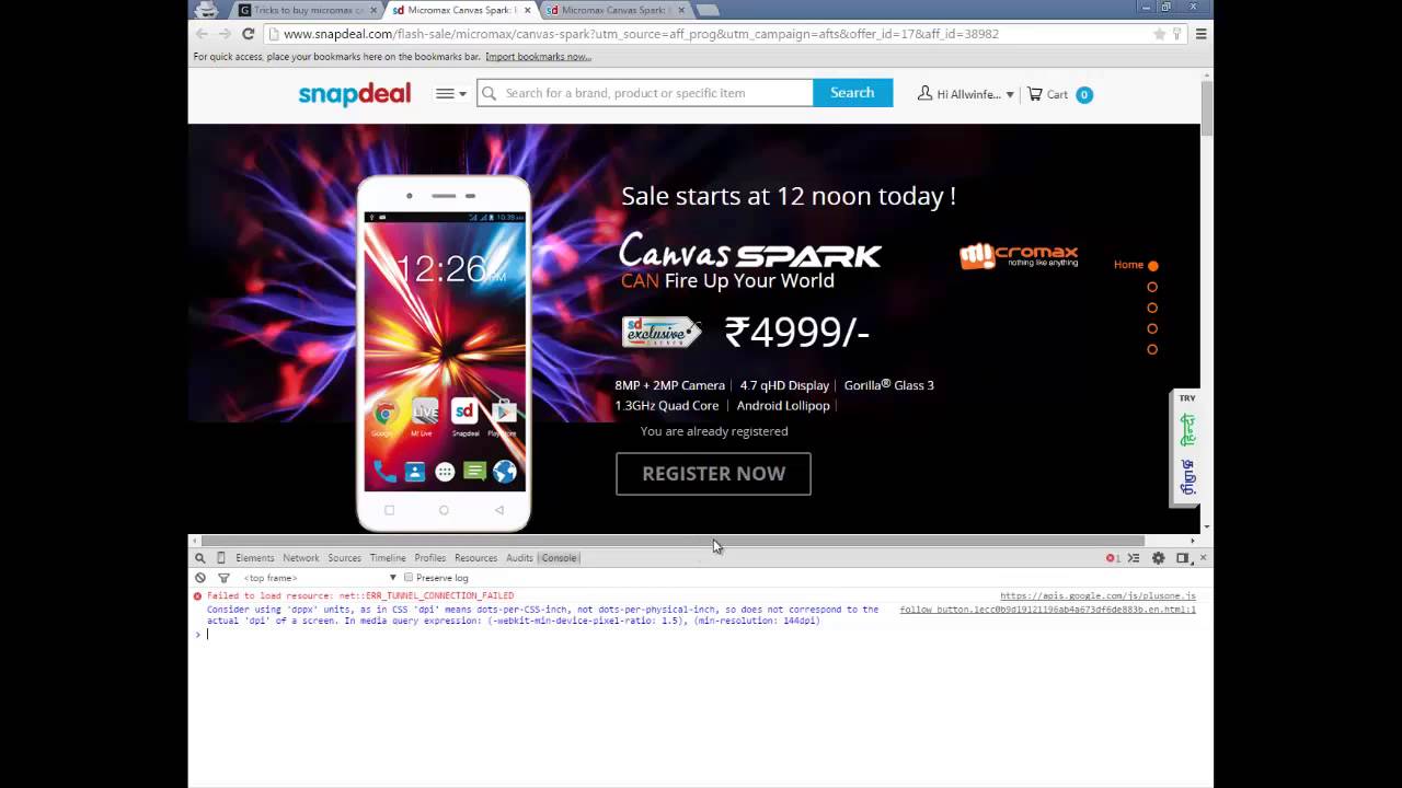 Tricks to buy Micromax Canvas Spark flash sale on 13 may