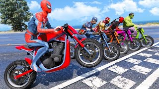 Superheroes On a Motorcycle Ride On The Spider Mcqueen bridge | Bike Race screenshot 5