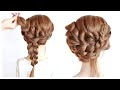 😱  EASY UPDO with ponytails for SHORT to MEDIUM HAIR 😱 How to: Pull Through Braid by Another Braid