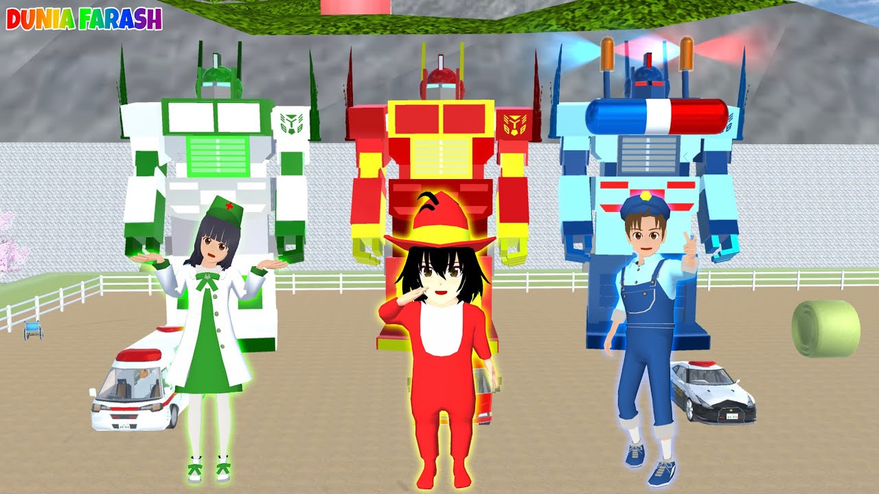 Yuta Dan Mio Pinjam Robot Dokter, Pemadam Kebakaran Dan Polisi || Sakura School