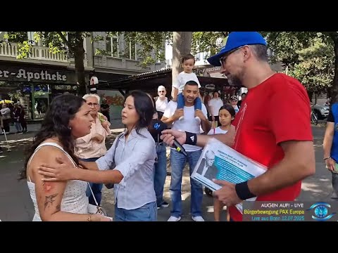 Diskussion über Kopftuchgebot im Islam - Moslem mit Kind auf Schultern wird aggressiv