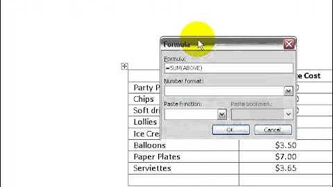 Making Calculations In Table Microsoft Word 2003