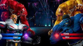 RED VENOM & SIGMA VS YELLOW VENOM & BLUE HULK - Marvel vs Capcom Infinite All Costumes Unlock