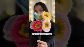 Easy Crochet Poppy Flower Tutorial By Mushyy #crochet #shorts