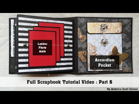 Full Scrapbook Tutorial Video : Part 6 | Accordion Pocket | mini album | Scrapbook page ideas