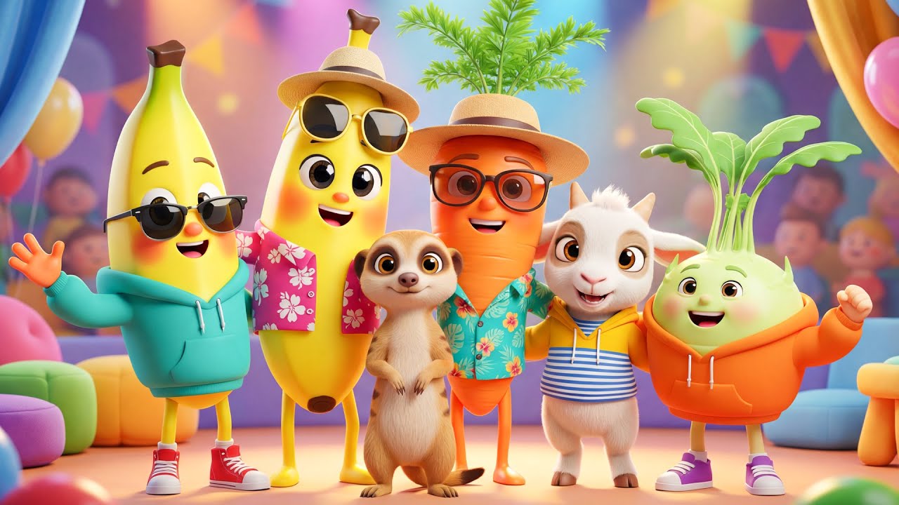 Canciones Infantiles en Español Plátano y Colinabo Bailarines con Cabra Divertida | Música Infantil