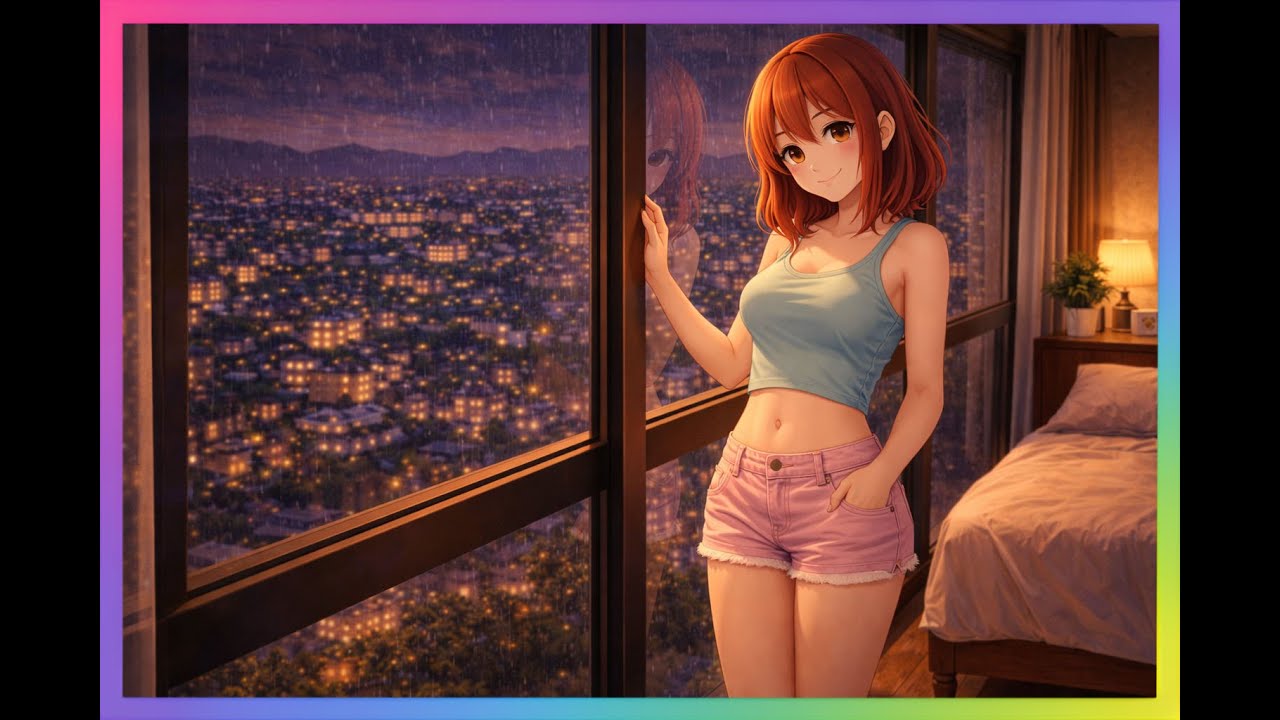 🎧 Cozy Neon Beachside Calm 🌊 1 Hour Relaxing Ocean Ambience