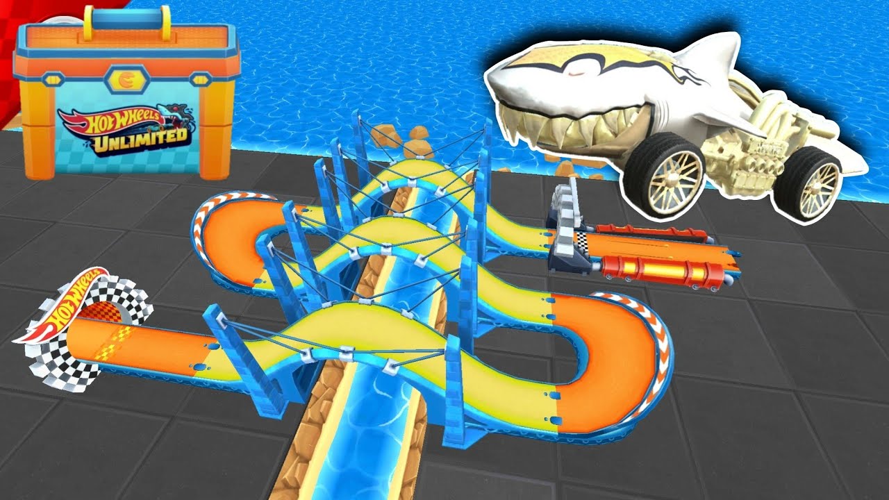 Hot Wheels Unlimited : SILVER SHARKRUISER CAR UNLOCK THE YELLOW BRIDGE TRACK PIECE UNLEASHED