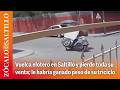 Vuelca elotero en Saltillo y pierde toda su venta; le habría ganado peso de su triciclo