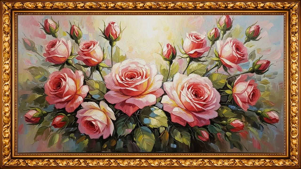 Blush Rose Bloom Painting | Elegant Textured Artwork