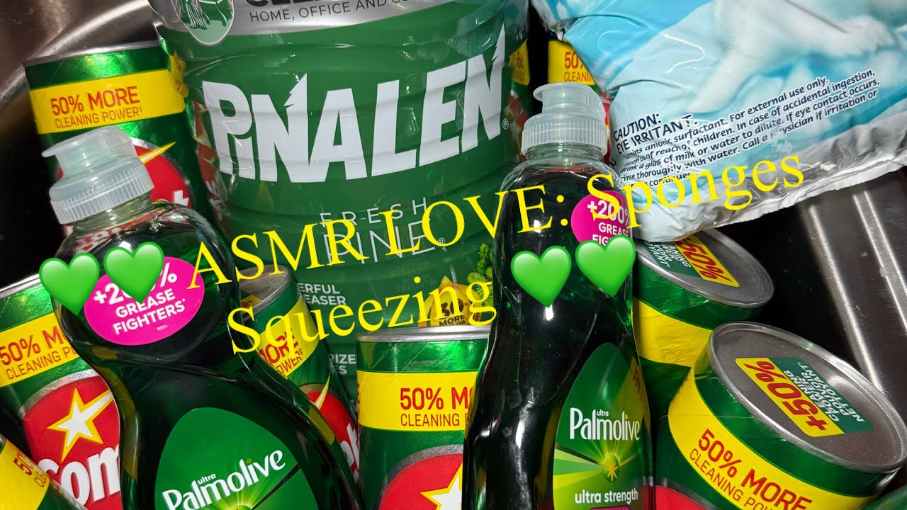 💚💚ASMR LOVE: Sponges Squeezing 💚💚