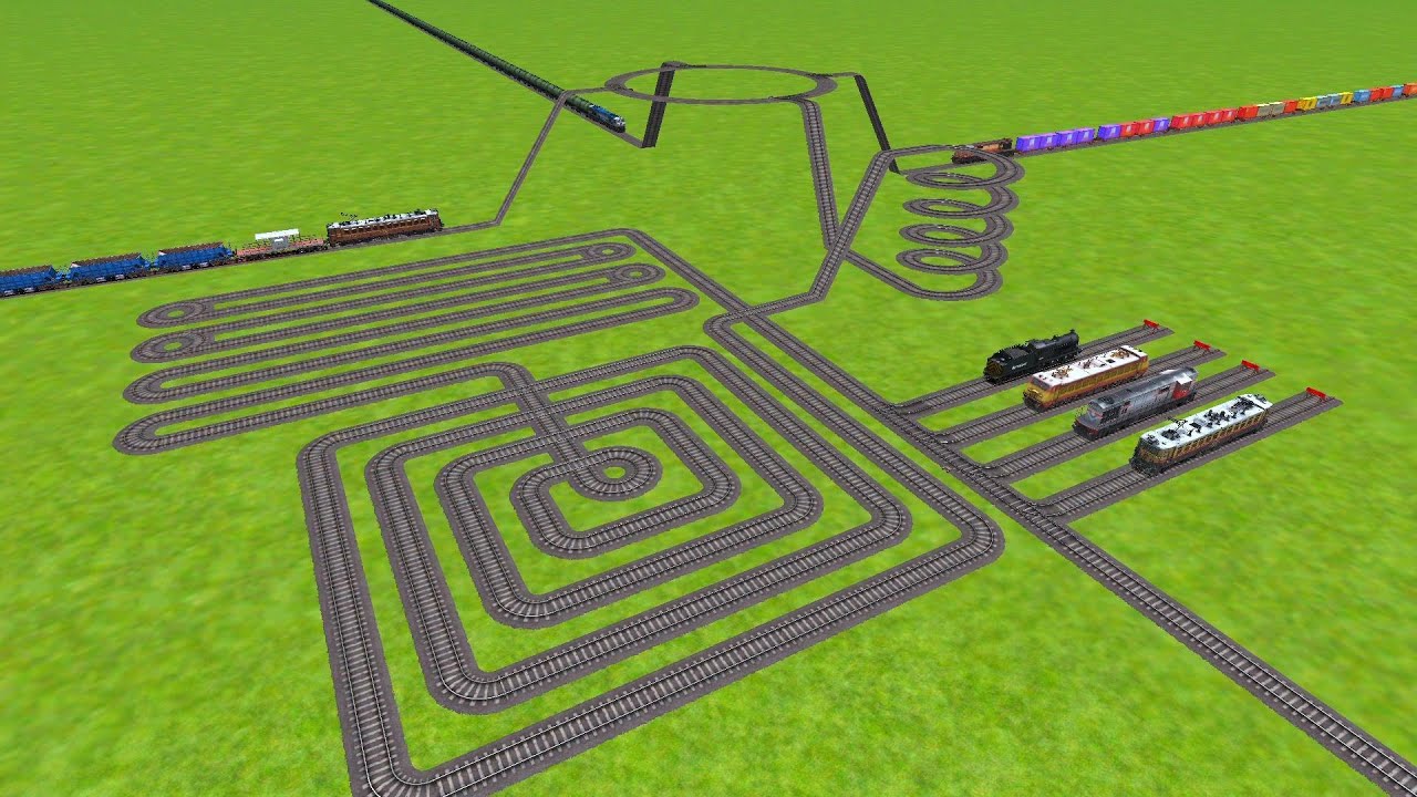 AI TRAINS RUNNING AT SQUARE RAILROAD TRACKS RISKY RAILROAD TRACKS/ train simulator 