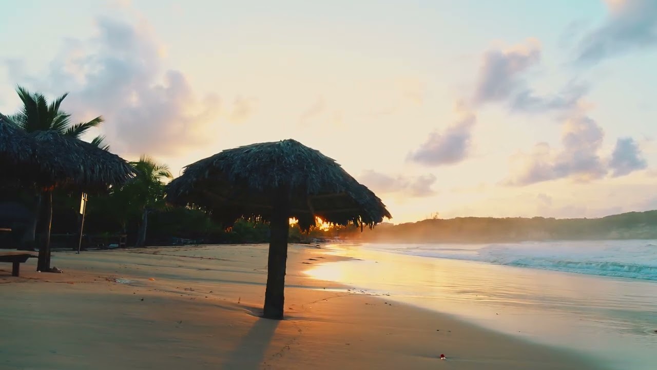 Sunset on tropical paradise beach
