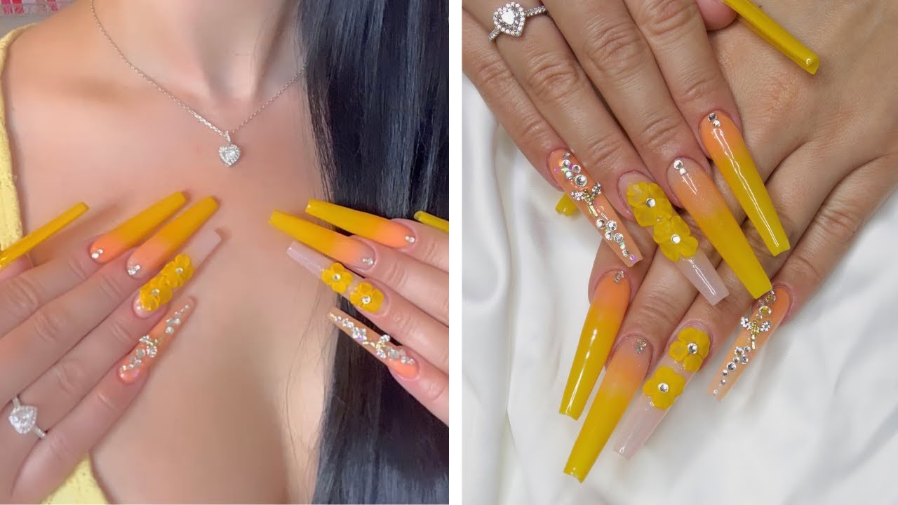 WHIMSICAL AUTUMN OMBRÉ FAIRY ACRYLIC NAILS TUTORIAL W/ 3D