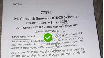 2020 Mdu MCom 4th Sem Corporate Tax Planning & Management Question Paper