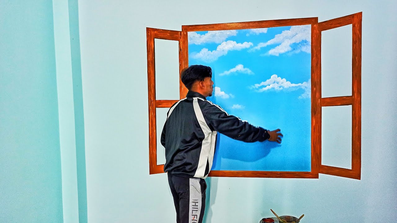 fake window 3d wall painting design || 3d wall painting design ...