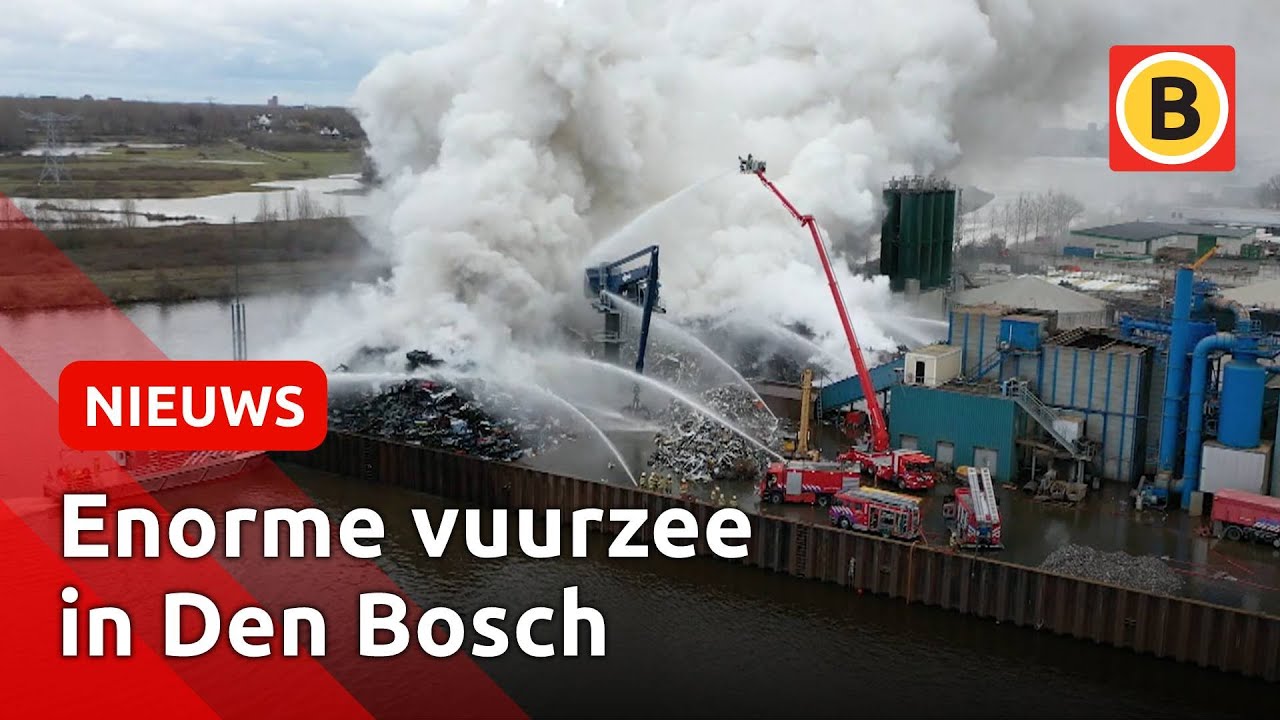 Grote brand bij recyclingbedrijf wordt met grote moeite geblust | Omroep Brabant