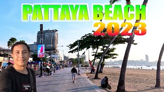เดินเที่ยวหาดพัทยาตอนเย็นๆ ปรับปรุงใหม่ มีอะไรเพิ่มเติม Pattaya beach October 2023