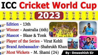 ICC Cricket World Cup 2023 | क्रिकेट वर्ल्‍ड कप 2023 | Sport Current Affairs 2023 #viratkohli #rohit screenshot 5
