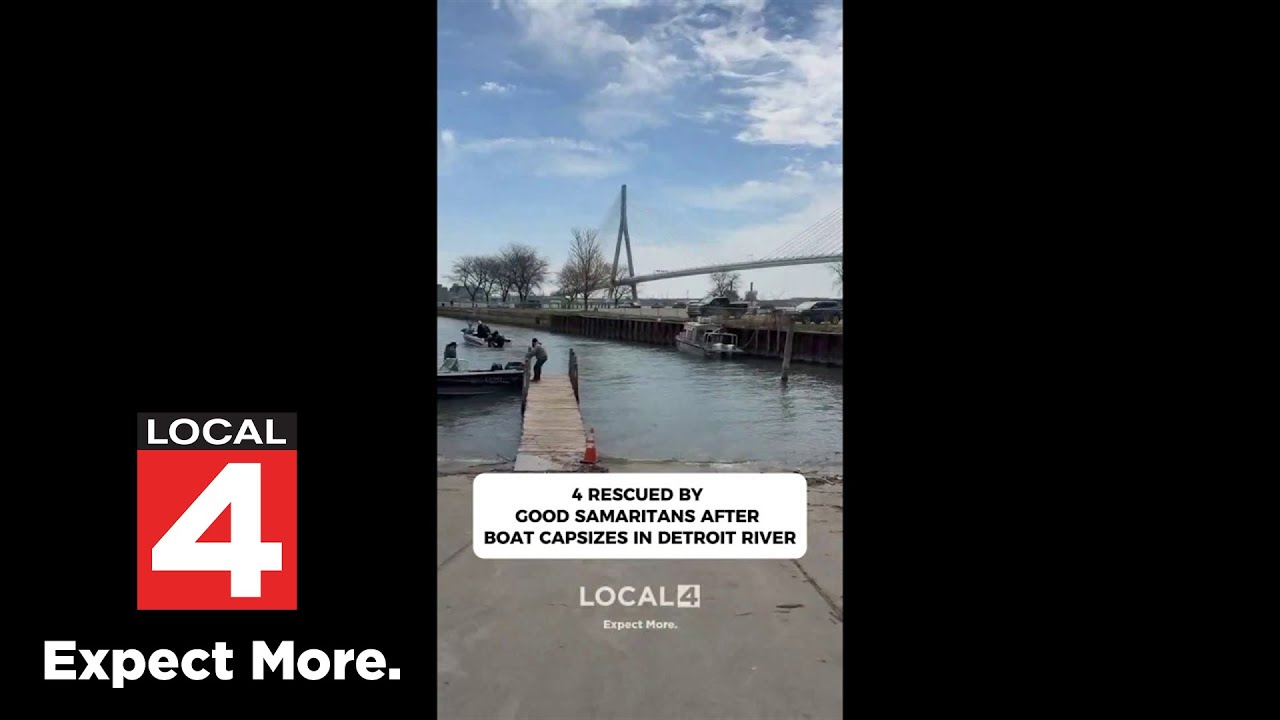 4 people rescued after boat capsizes in Detroit River - YouTube