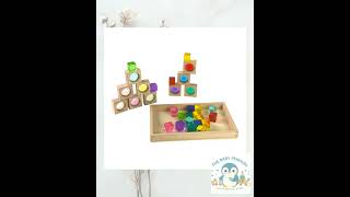 10 Pcs Square Gemmed Translucent Blocks and 20 Pcs Lucite Cubes Set with Storage Tray
