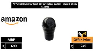 APPUCOCO Mini Car Trash Bin Can Holder Dustbin   Black L 17 x W 65 cms