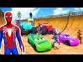 Spider-man rescues Iron man and Superheroes on Motorcycle in Epic New Stunt Race | GTA V Gameplay