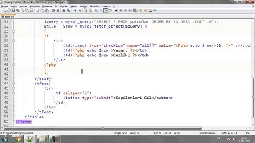 Php ile Çoklu Veri Silme İşlemi