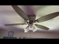 Hampton Bay Sidlow 52 in Indoor LED Brushed Nickel Hugger Dry Rated Ceiling Fan Review
