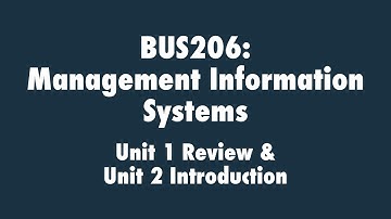 Management Information Systems: Unit 1 Review & Unit 2 Introduction