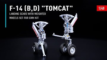F-14 (B,D) Tomcat landing gears with weighted wheels set for GWH kit (1/48) by ResKit | Unboxing