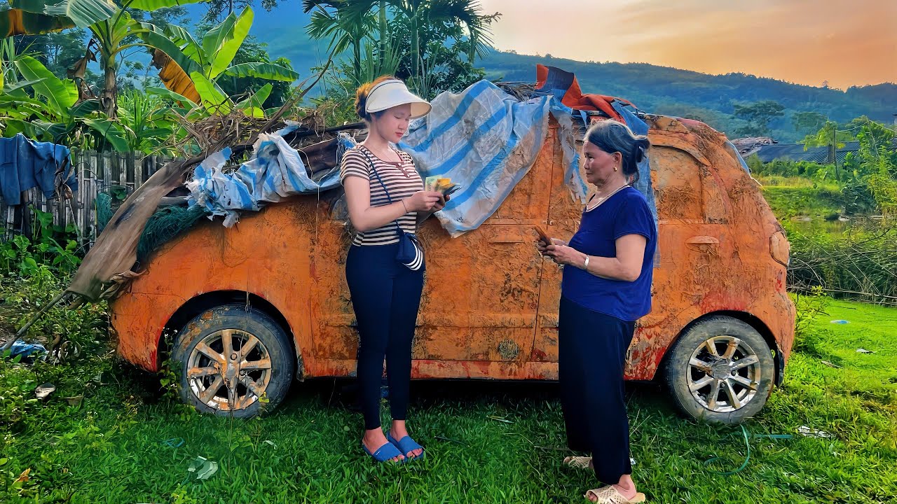 The genius girl bought her neighbor's old car .