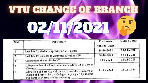 VTU UPDATE 2021, VTU CHANGE OF BRANCH, REVISED DATES 🤔, 2021-22 #vtu #cob #new #DOGOODWORLD